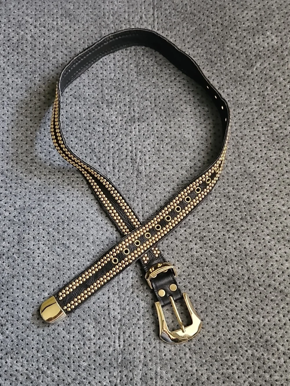 Christian Louboutin Leather Studded Belt with Gold Hardware